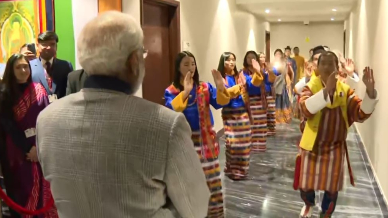 In a special welcome to PM Modi, Bhutan youngsters perform Garba at hotel in Thimphu